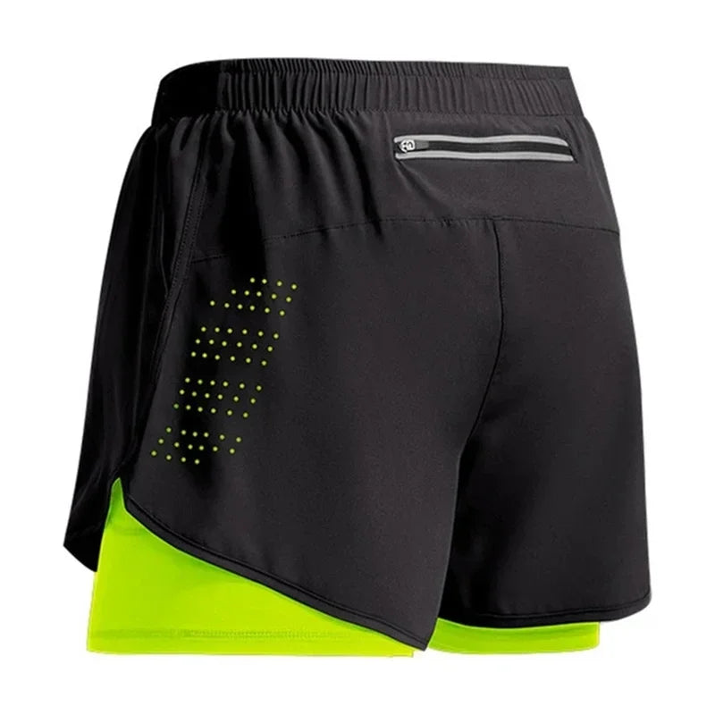 2025New Men's Fitness Training Shorts Summer 2 In 1 Quick Dry Gym Beach Running Double-deck Shorts Outdoor Sportswear Men shorts