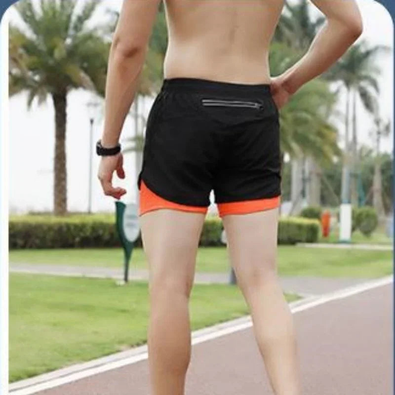2025New Men's Fitness Training Shorts Summer 2 In 1 Quick Dry Gym Beach Running Double-deck Shorts Outdoor Sportswear Men shorts